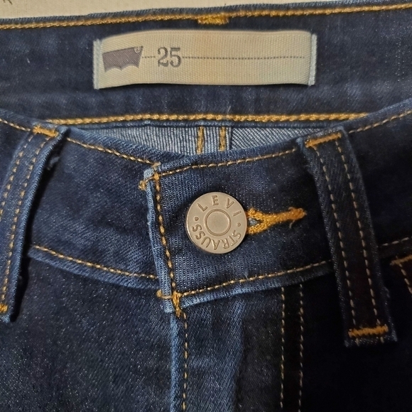 LEVI'S SKINNY DARK WASH STRAIGHT LEG STRETCH JEANS LOW RISE WOMENS SIZE 25 - Picture 7 of 12